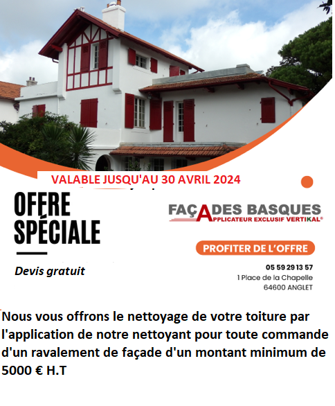 Envie que la toiture de votre maison soit propre pour cet été ? Façades Basques vous y aide.